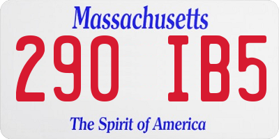 MA license plate 290IB5
