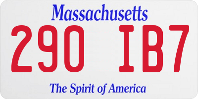 MA license plate 290IB7