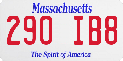 MA license plate 290IB8