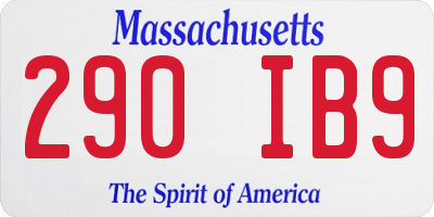 MA license plate 290IB9