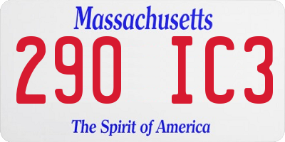 MA license plate 290IC3