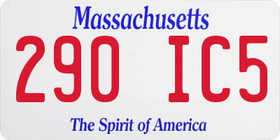 MA license plate 290IC5