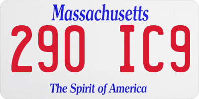 MA license plate 290IC9