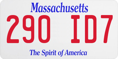 MA license plate 290ID7