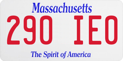 MA license plate 290IE0