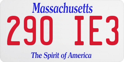 MA license plate 290IE3