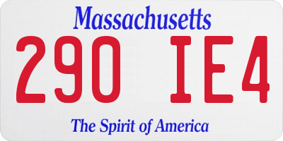 MA license plate 290IE4