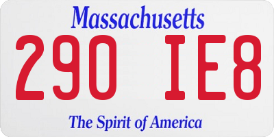 MA license plate 290IE8