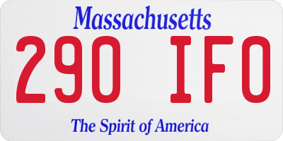 MA license plate 290IF0