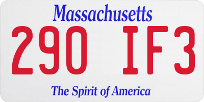 MA license plate 290IF3