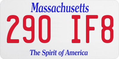 MA license plate 290IF8