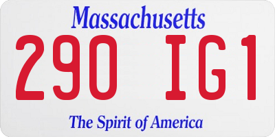 MA license plate 290IG1