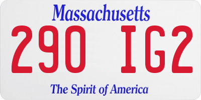 MA license plate 290IG2