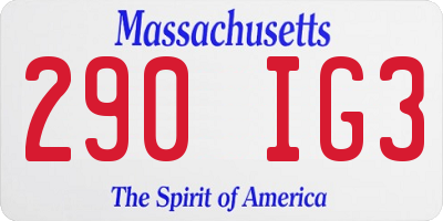 MA license plate 290IG3
