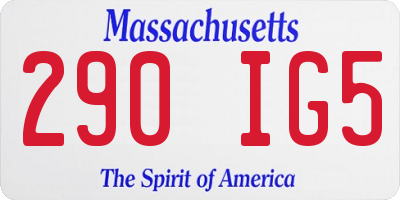 MA license plate 290IG5
