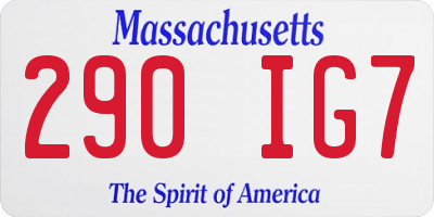 MA license plate 290IG7