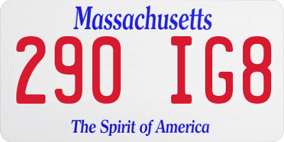 MA license plate 290IG8