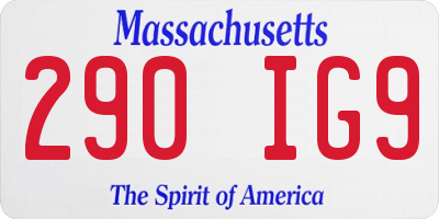 MA license plate 290IG9