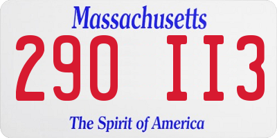 MA license plate 290II3