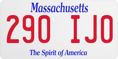 MA license plate 290IJ0