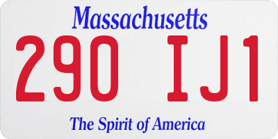 MA license plate 290IJ1