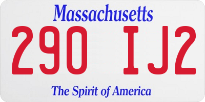 MA license plate 290IJ2