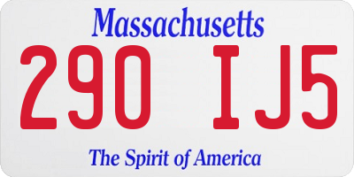 MA license plate 290IJ5