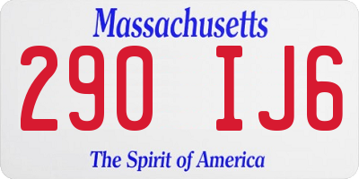 MA license plate 290IJ6