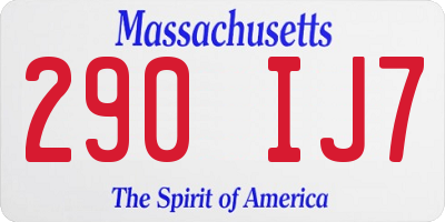 MA license plate 290IJ7