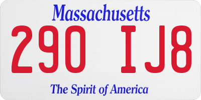 MA license plate 290IJ8