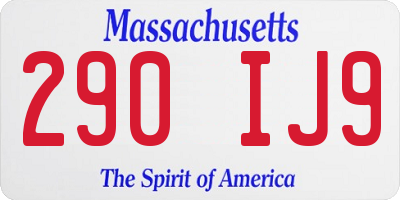 MA license plate 290IJ9