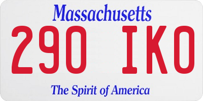 MA license plate 290IK0