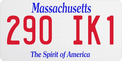 MA license plate 290IK1