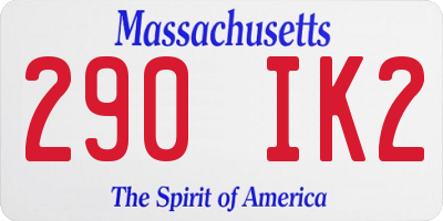 MA license plate 290IK2