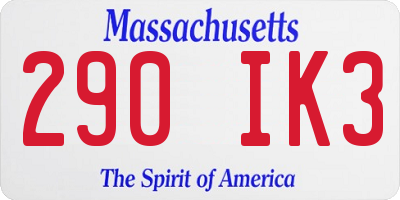 MA license plate 290IK3