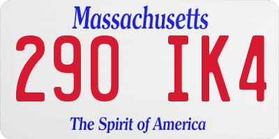 MA license plate 290IK4