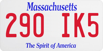 MA license plate 290IK5