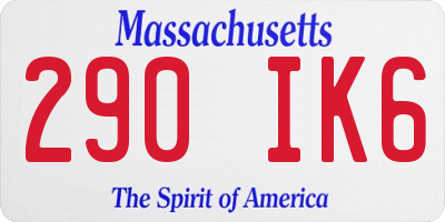 MA license plate 290IK6