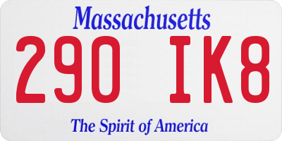 MA license plate 290IK8