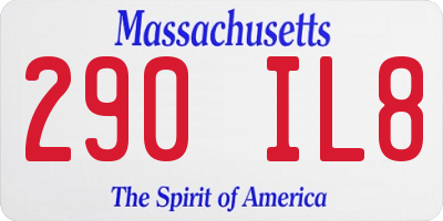 MA license plate 290IL8