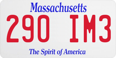 MA license plate 290IM3