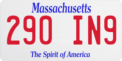 MA license plate 290IN9