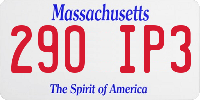 MA license plate 290IP3