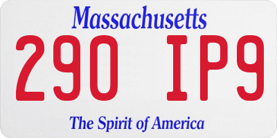 MA license plate 290IP9