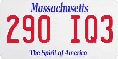 MA license plate 290IQ3