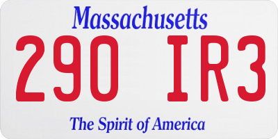 MA license plate 290IR3