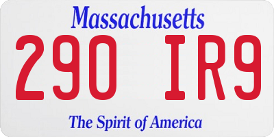 MA license plate 290IR9