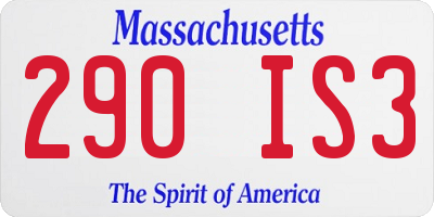 MA license plate 290IS3