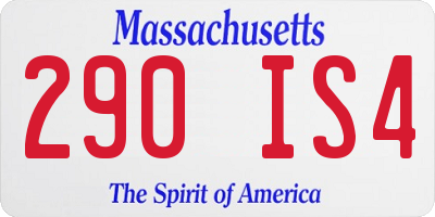 MA license plate 290IS4
