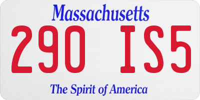 MA license plate 290IS5